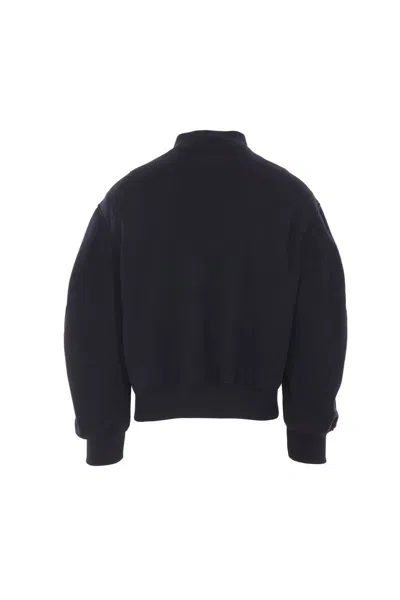 Givenchy Bomber Jacket With Leather Panels And Wool Sleeves In Black
