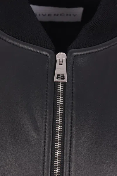 Givenchy Bomber Jacket With Leather Panels And Wool Sleeves In Black