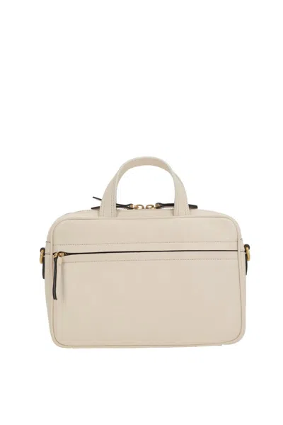 Valentino White And Black Leather Viva Superstar Top Handle Bag In Multi