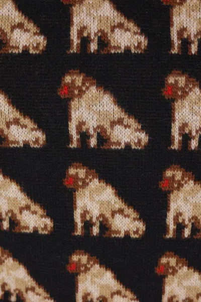 Valentino Sleeveless V Neck Dog Pattern Knitwear In Multi