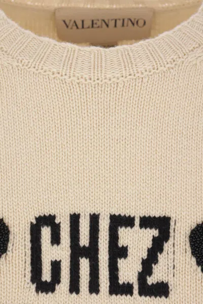 Valentino Chez  Wool Sweater In Neutral