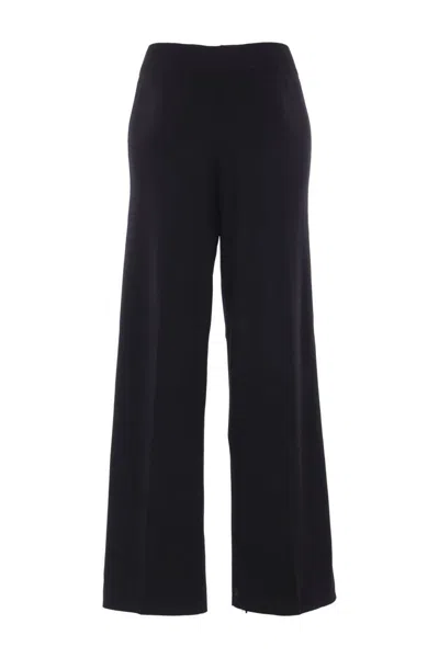 Elisabetta Franchi Palazzo Trousers With Shiny Side Bands In Black