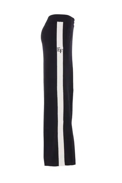 Elisabetta Franchi Palazzo Trousers With Shiny Side Bands In Black