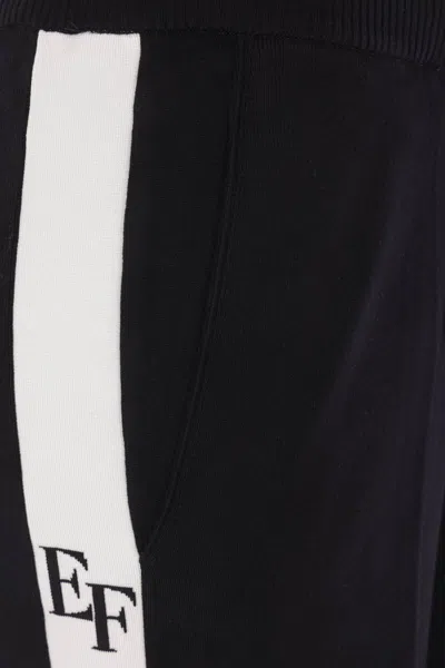 Elisabetta Franchi Palazzo Trousers With Shiny Side Bands In Black