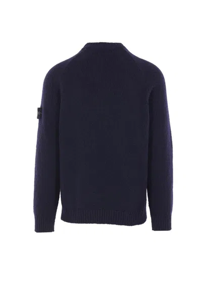 Stone Island Midnight Blue Wool Blend Sweater In Blue