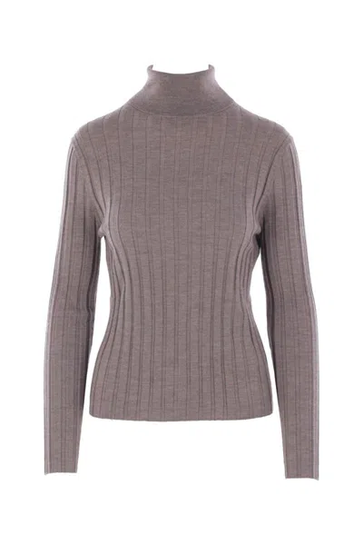 Allude Ribbed Turtleneck Sweater In Neutral