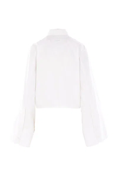 Mm6 Maison Margiela Mm6 By Maison Margiela Cropped Cotton Shirt With Front Button Closure In White