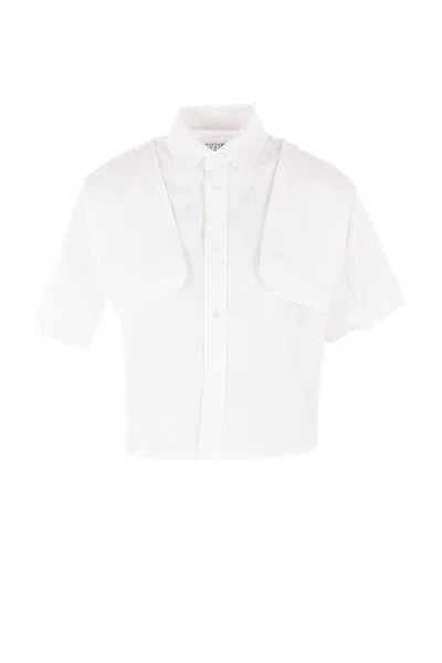 Mm6 Maison Margiela Mm6 By Maison Margiela Cropped Cotton Shirt With Front Button Closure In White