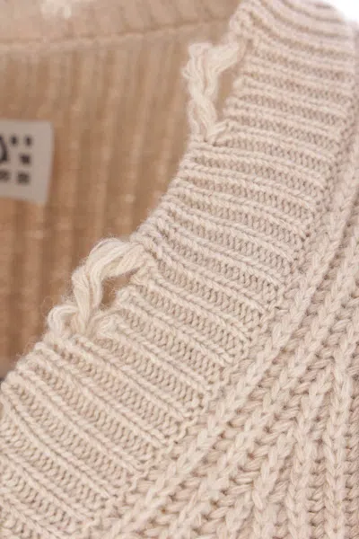Mm6 Maison Margiela Wool Blend Sweater With Distressed Effect In Neutral