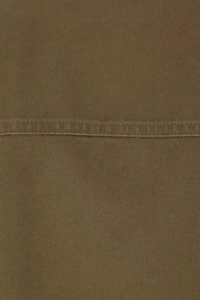 Saint Laurent Green Shirt With Classic Collar And Cassandre Embroidery On The Front In Cotton Man In Brown