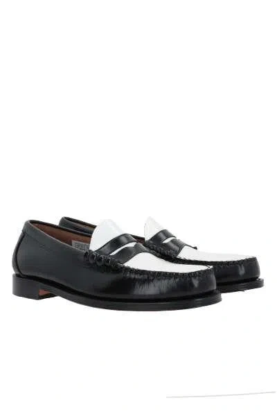 Gh Bass Round Toe Loafers With Two-tone Penny Strap In Black
