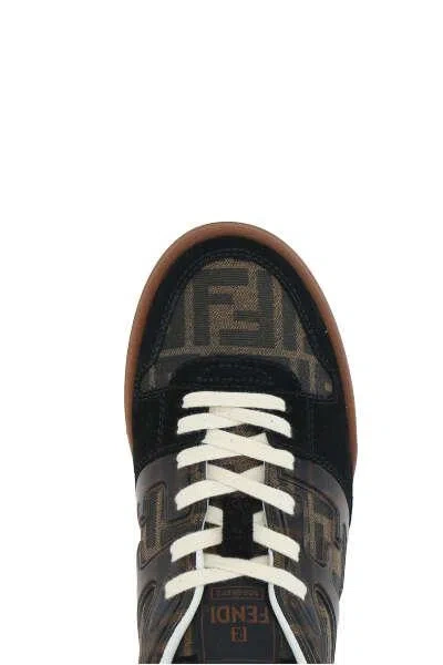 Fendi Match Monogram Low-top Sneakers In Black