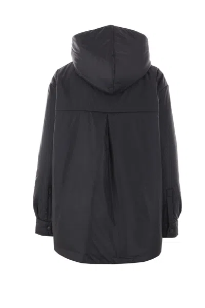 Aspesi Relaxed Fit Black Polyamide Jacket With Hood In Black