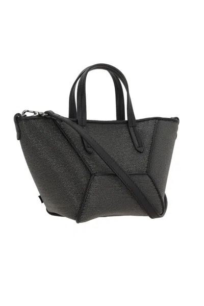 Brunello Cucinelli Precious Bc Duo Mini Bag In Grained Leather In Black
