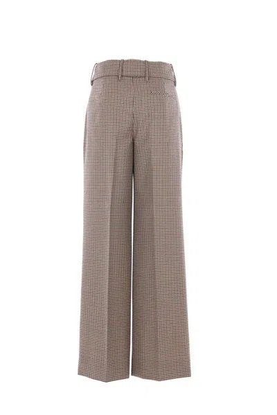 Incotex High Waist Wide Leg Checked Trousers Bow Detail In Neutral