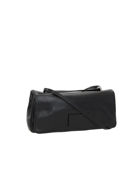 Mm6 Maison Margiela Numeric Flap Leather Shoulder Bag In Black