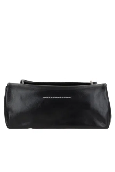 Mm6 Maison Margiela Numeric Flap Leather Shoulder Bag In Black