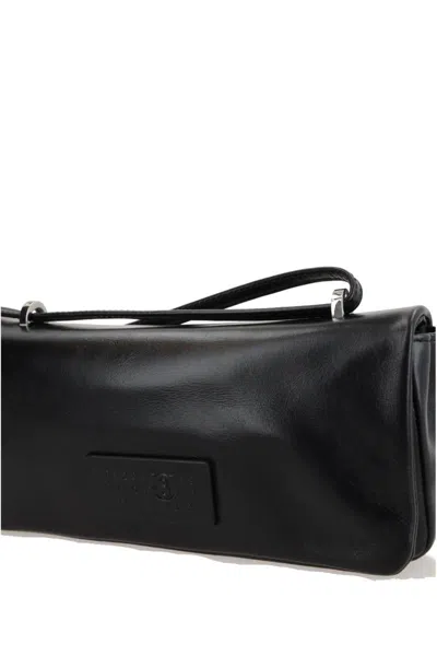 Mm6 Maison Margiela Numeric Flap Leather Shoulder Bag In Black