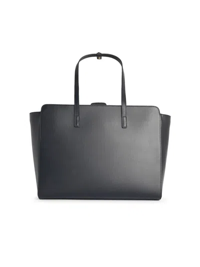 Hidesins Structured Leather Shoulder Bag Flap Design In Black
