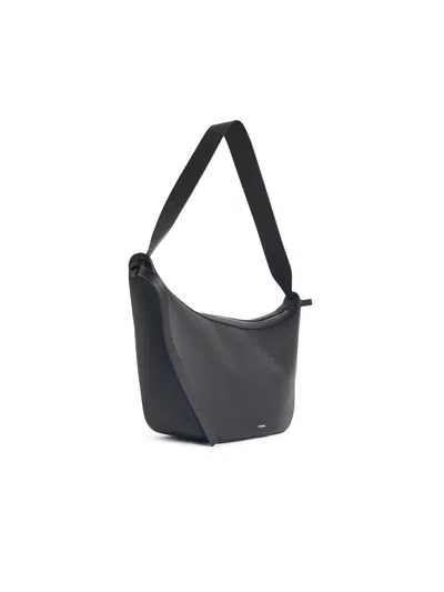Jil Sander Smooth Finish Leather Shoulder Bag Design In Black
