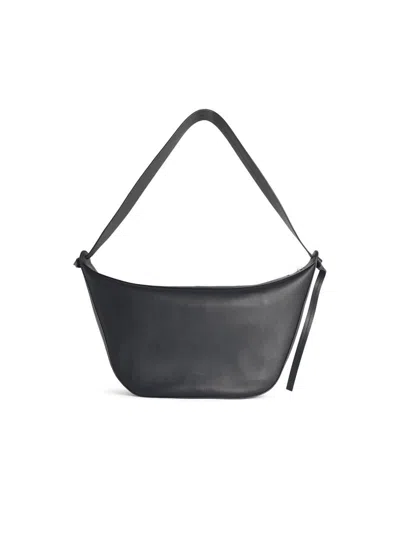 Jil Sander Smooth Finish Leather Shoulder Bag Design In Black