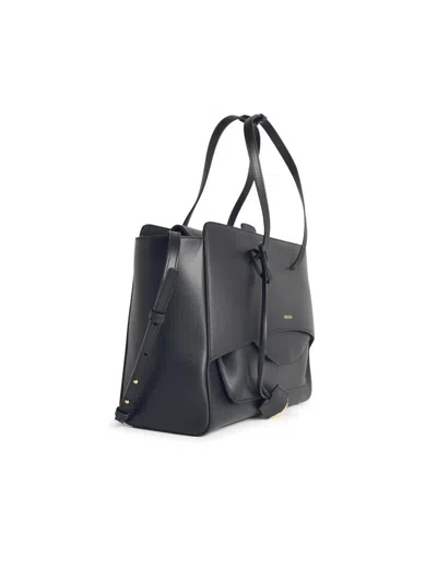 Hidesins Structured Leather Shoulder Bag Flap Design In Black