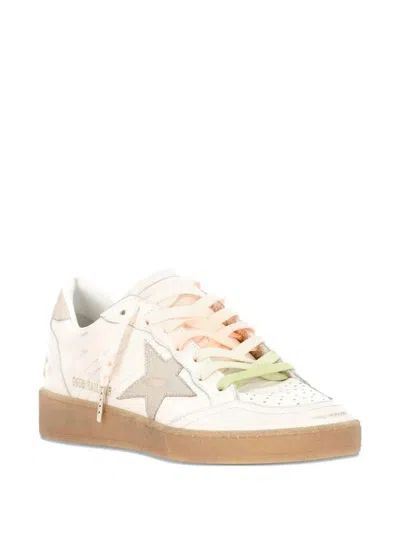Golden Goose Ball Star Sneakers In Leather With Laminated Star And Suede Heel Tab Shoes In White