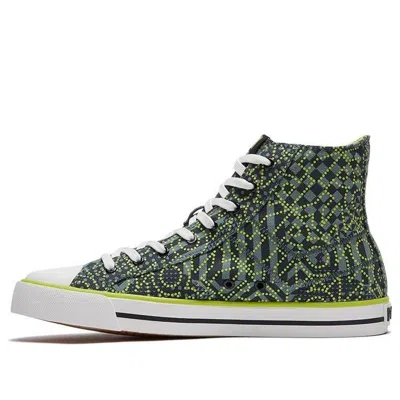 Pony Reflectivehigh Top Canvas Sneakers Black In Green