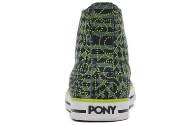Pony Reflectivehigh Top Canvas Sneakers Black In Green
