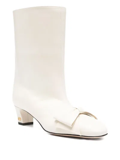 Valentino Leather Mid-calf Boots Featuring Bow Detail
