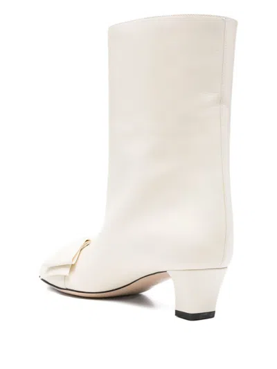 Valentino Leather Mid-calf Boots Featuring Bow Detail