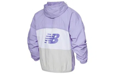 New Balance Logo Printing Colorblock Hooded Jacket Couple Style Purple