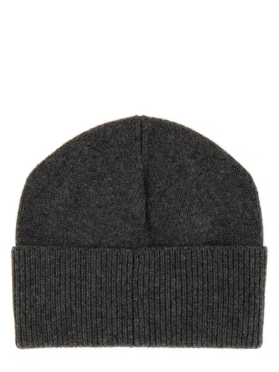 Patou Ribbed Turn-up Brim Hat In Gray