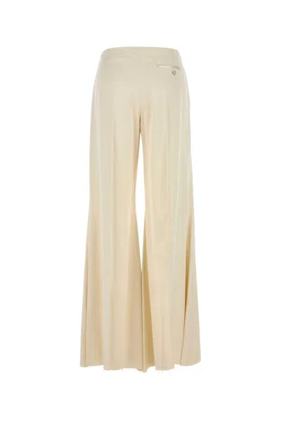 Alexander Mcqueen Women Cream Satin Wide-leg Pant In White