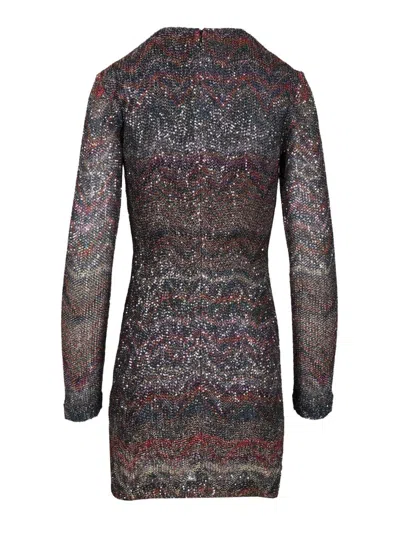 Missoni Fitted Mini Dress With Multicolored Zigzag