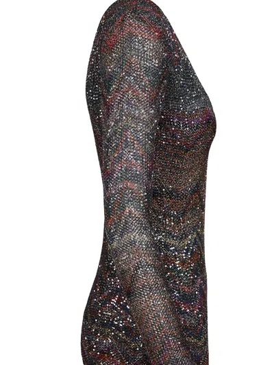 Missoni Fitted Mini Dress With Multicolored Zigzag