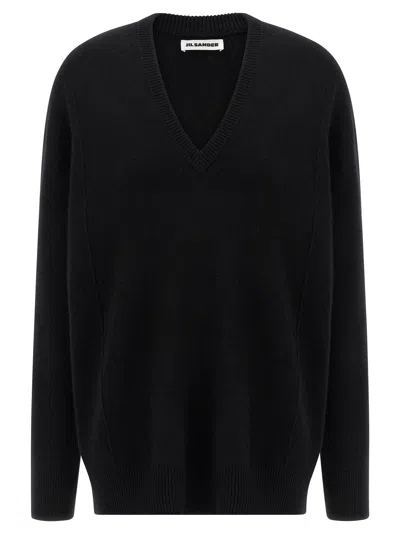 Jil Sander Cashmere Sweater Sweaters And Cardigans Black In Animal Print