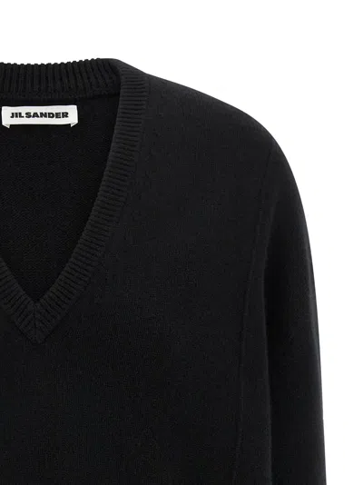 Jil Sander Cashmere Sweater Sweaters And Cardigans Black In Animal Print