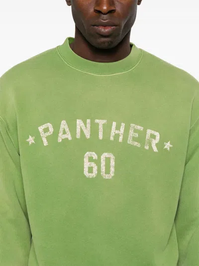 Valentino Cotton Sweatshirt With Graphic Text Print In Green