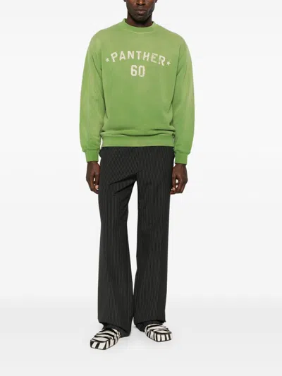 Valentino Cotton Sweatshirt With Graphic Text Print In Green