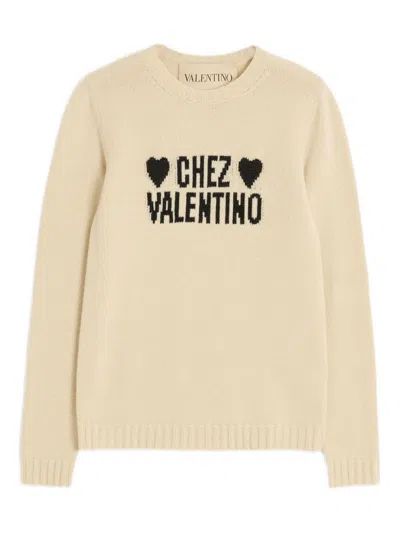 Valentino Chez  Wool Sweater In Neutral