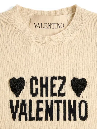 Valentino Chez  Wool Sweater In Neutral