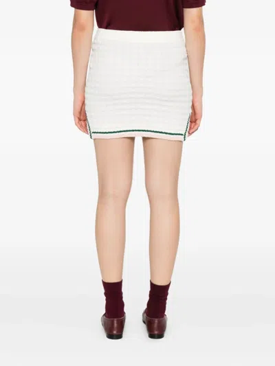 Casablanca Cotton Skirt With Striped Trim In White