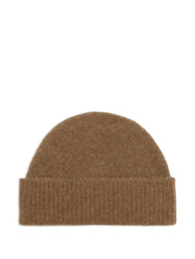 Ami Alexandre Mattiussi Grey Alpaca Striped Ami De Coeur Beanie Grey In Gray