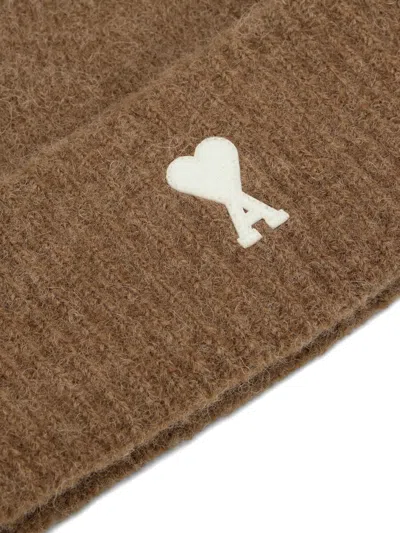 Ami Alexandre Mattiussi Grey Alpaca Striped Ami De Coeur Beanie Grey In Gray