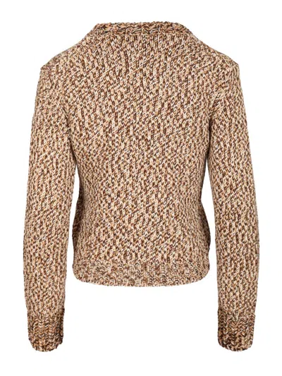 Moncler Marled Wool Crewneck Sweater In Brown