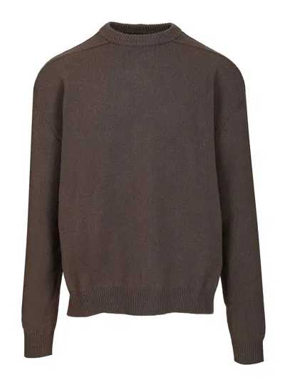 Rick Owens Round Neck Knitted Top In Brown