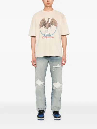 Amiri Jeans With Rips Antique Indigo In Blue