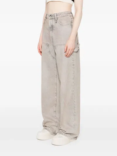 Amiri Wide-leg Distressed Denim Trousers With Carpenter Style In Neutral