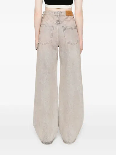 Amiri Wide-leg Distressed Denim Trousers With Carpenter Style In Neutral